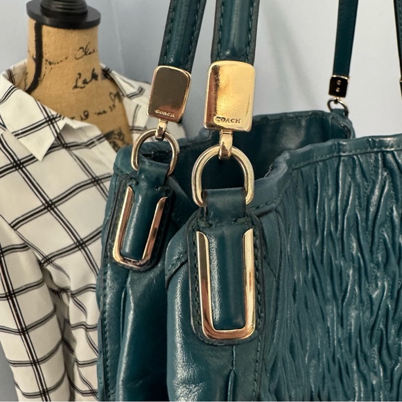 COACH Madison Phoebe Shoulder Bag in Gathered Twist Leather Teal - Picture 7 of 17